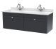 1200mm Wall Hung 2 Drawer Vanity & Marble Top - Nuie CLC1494WR2 Black, Black colour ,image 1