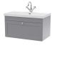 800mm Wall Hung 2-Door Vanity with Basin - 1 Tap Hole - Nuie CLC296E Grey, Grey colour ,image 1