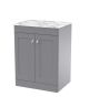 600mm Floor Standing 2-Door Vanity with Marble Top - Nuie CLC225CMT Grey, Grey colour ,image 1