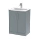 600mm Floor Standing 2 Door Vanity & Basin 4 - Hudson Reed JNU2303G Grey, Grey colour ,image 1