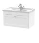 800mm Wall Hung 1 Drawer Vanity & Basin 1TH - Nuie CLC196F White, White colour ,image 1