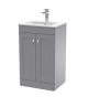 500mm Floor Standing 2 Door Vanity & Basin 2 - Nuie CLC223C Grey, Grey colour ,image 1