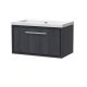 800mm Wall Hung Single Drawer Vanity with Basin - 0 Tap Hole - Hudson Reed LIL2225K Grey, Grey colour ,image 1