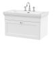 800mm Wall Hung 1-Drawer Vanity & Basin 3TH - Nuie CLC196B White, White colour ,image 1