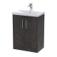600mm Floor Standing 2 Door Vanity & Basin 3 - Hudson Reed JNU2603D Brown, Brown colour ,image 1