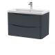 800mm Wall Hung 2 Drawer Vanity & Ceramic Basin - Nuie LUN1404A Black, Black colour ,image 1
