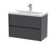 800mm Wall Hung 2 Drawer Unit & Basin 1 - Nuie HAV2206A Grey, Grey colour ,image 1