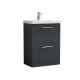 600mm Floor Standing 2 Drawer Vanity & Basin 1 - Nuie ARN1433A Black, Black colour ,image 1