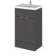 500mm Vanity Unit & Ceramic Basin - Hudson Reed CBI924A Gloss Grey, Grey colour ,image 1