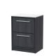 600mm Floor Standing 2-Drawer Vanity with Marble Worktop - Hudson Reed LIL2233WMT Grey, Grey colour ,image 1