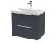 600mm Wall Hung 2 Drawer Vanity & Basin 3 - Hudson Reed DFF1493D Black, Black colour ,image 1