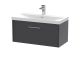 800mm Wall Hung Single Drawer Vanity & Basin 3 - Hudson Reed JNU2225D Grey, Grey colour ,image 1