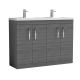 1200mm Floor Standing Cabinet With Double Basin - Nuie ATH025C Anthracite Woodgrain, Brown/Grey colour ,image 1