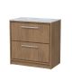 800mm Floor Standing 2-Drawer Vanity with Marble Worktop - Hudson Reed LIL2735GMT Oak