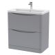 800mm Floor Standing 2 Drawer Vanity & Ceramic Basin - Nuie LUN203A Grey, Grey colour ,image 1