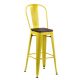 Tolix Style 850 x 450 Metal Garden High Chair With Timber Seat - Yellow
