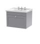 600mm Wall Hung 1 Drawer Vanity & Basin 3TH - Nuie CLC294G Grey, Grey colour ,image 1