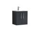 500mm Wall Hung 2 Door Vanity & Basin 2 - Nuie ARN1421B Black, Black colour ,image 1
