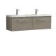1200mm Wall Hung 2 Drawer Vanity & Double Basin - Nuie ARN2522C Oak, Oak colour ,image 1