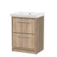 600mm Floor Standing 2-Drawer Vanity with Basin - 0 Tap Hole - Hudson Reed LIL3033H Oak, Oak colour ,image 1