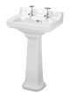 560mm Basin & Pedestal (2 Tap Hole) - Nuie CCT004 White, White colour ,image 1