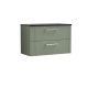 800mm Wall Hung 2 Drawer Vanity & Laminate Top - Nuie DPF895LSB Green, Green colour ,image 1