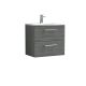 600mm Wall Hung 2 Drawer Vanity & Basin 4 - Nuie ARN524G Grey, Grey colour ,image 1