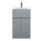 500mm Floor Standing 2-Door/Drawer Vanity Unit & Basin 2 - Hudson Reed URB201B Satin Grey, Grey colour ,image 1