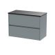 800mm Wall Hung 2 Drawer Unit & Worktop - Nuie HAV2306LSB Grey, Grey colour ,image 1
