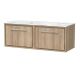 1200mm Wall Hung Single Drawer Vanity with Marble Worktop - Hudson Reed LIL3022CMT2 Oak, Oak colour ,image 1