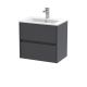 600mm Wall Hung 2 Drawer Unit & Basin 2 - Nuie HAV2204B Grey, Grey colour ,image 1
