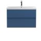 800mm Wall Hung 2-Drawer Vanity Unit & Basin 3 - Hudson Reed URB306D Satin Blue, Blue colour ,image 1