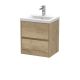 500mm Wall Hung 2 Drawer Unit & Basin 1 - Nuie HAV802A Oak, Oak colour ,image 1