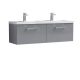 1200mm Wall Hung 2 Drawer Vanity & Double Basin - Nuie ARN2222C Grey, Grey colour ,image 1