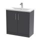 800mm Floor Standing 2 Door Vanity & Basin 1 - Hudson Reed JNU2205A Grey, Grey colour ,image 1