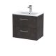 600mm Wall Hung 2 Drawer Vanity & Basin 2 - Hudson Reed JNU2624B Brown, Brown colour ,image 1
