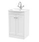 500mm Floor Standing 2-Door Unit & Curved Basin - Nuie CLC123J White, White colour ,image 1