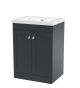 600mm Floor Standing 2-Door Vanity with Basin - 0 Tap Hole - Nuie CLC1425K Black, Black colour ,image 1