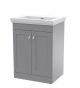 600mm Floor Standing 2 Door Vanity & Basin 0TH - Nuie CLC225H Grey, Grey colour ,image 1