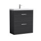 800mm Floor Standing Vanity With Basin 1 - Nuie ATH054A Charcoal Black, Hacienda Black colour ,image 1