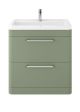 Floor Standing 800mm Cabinet & Basin - Hudson Reed SOL803A Green, Green colour ,image 1