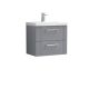 600mm Wall Hung 2 Drawer Vanity & Basin 1 - Nuie DPF293A Grey, Grey colour ,image 1