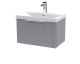 600mm Wall Hung Single Drawer Vanity & Basin 3 - Hudson Reed DFF294D Grey, Grey colour ,image 1