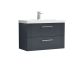 800mm Wall Hung 2 Drawer Vanity & Basin 3 - Nuie DPF1495D Black, Black colour ,image 1