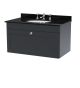 800mm Wall Hung 1 Drawer Vanity & Marble Top 3TH - Nuie CLC1496BR3 Black, Black colour ,image 1