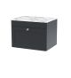 600mm Wall Hung 1-Drawer Vanity with Marble Top - Nuie CLC1494CMT Black, Black colour ,image 1