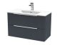 800mm Wall Hung 2 Drawer Vanity & Basin 2 - Hudson Reed DFF1495B Black, Black colour ,image 1