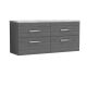 1200mm Wall Hung 4-Drawer Unit & Laminate Worktop - Nuie ATH046LBG2 Grey, Grey colour ,image 1