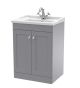 600mm Floor Standing 2 Door Vanity & Basin 1TH - Nuie CLC225F Grey, Grey colour ,image 1