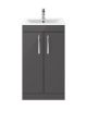 500mm Floor Standing Cabinet With Basin 2 - Nuie ATH072B Gloss Grey, Grey colour ,image 1
